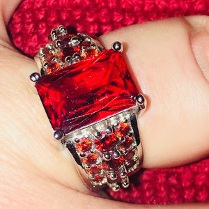 Beautiful Red Cubic Zirconia Sterling Silver Ring